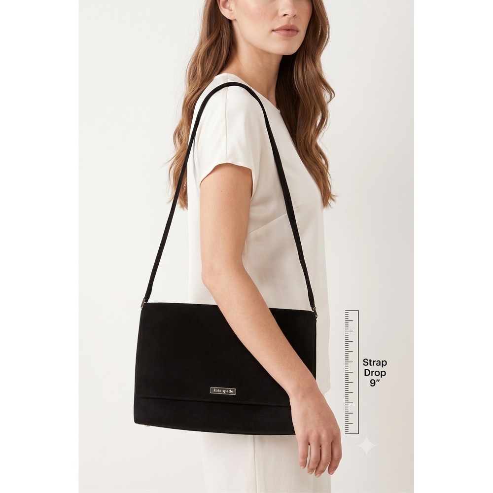 Kate Spade Shoulder Bag Black Nylon Flap Made in Italy - Medium